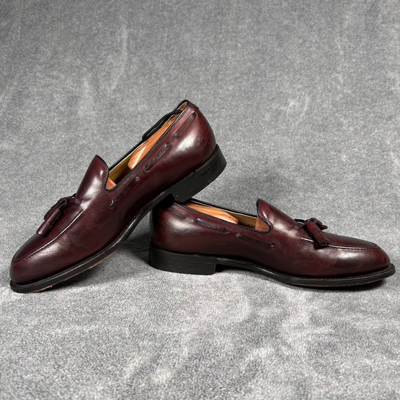 Johnston & Murphy Mens Tassel Loafers Burgundy Leather Dress Shoes 8.5 3E EEE main image 12